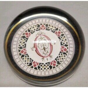 French Punch Studio Crystal Glass Paperweight w/ Geometric Design Letter "O"